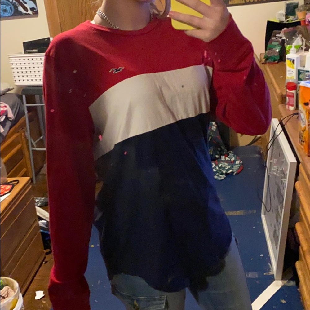 Red and blue hollister long sleeve shirt